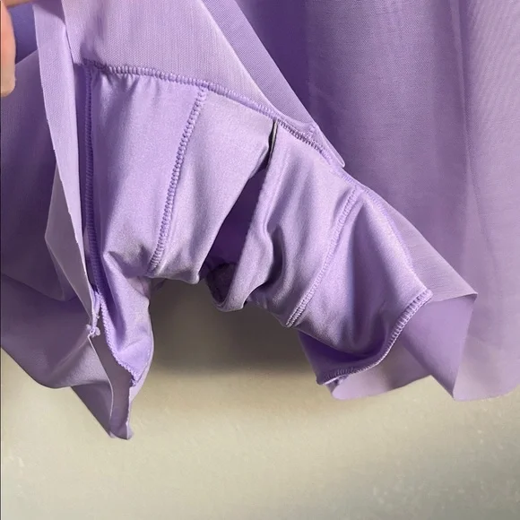 Popilush Sporty Athleisure Lavender Sleeveless Ribbed Shapewear Mini Tank Dress - Picture 5 of 10